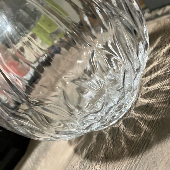 Heavy Lead Crystal Clear Glass Vase Diamond Pattern - Picture 5 of 10